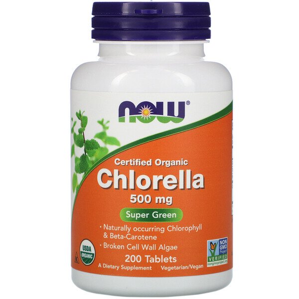NOW Foods, Certified Organic Chlorella, 500 mg, 200 Tablets 1 NOW Foods, Certified Organic Chlorella, 500 mg, 200 Tablets