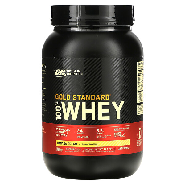 Optimum Nutrition, Gold Standard, 100% Whey, Banana Cream, 2 lb (907 g) 1 Optimum Nutrition, Gold Standard, 100% Whey, Banana Cream, 2 lb (907 g)