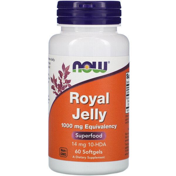 NOW Foods, Royal Jelly, 1,000 mg, 60 Softgels 1 NOW Foods, Royal Jelly, 1,000 mg, 60 Softgels