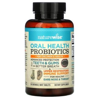 NatureWise, Oral Health Probiotics, For Children and Adults, Mint, 50 Chewable Tablets