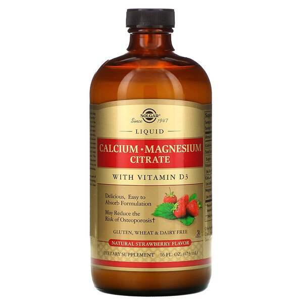 Solgar, Liquid Calcium Magnesium Citrate with Vitamin D3, Natural Strawberry, 16 fl oz (473 ml) 1 Solgar, Liquid Calcium Magnesium Citrate with Vitamin D3, Natural Strawberry, 16 fl oz (473 ml)