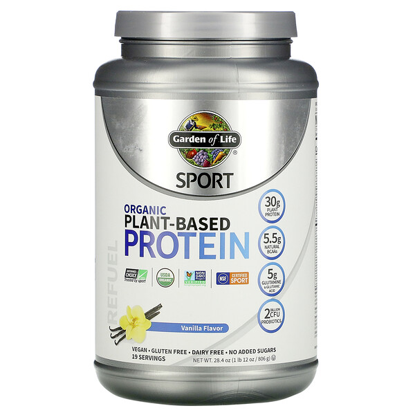 Garden of Life, Sport, Organic Plant-Based Protein, Vanilla, 1 lb 12 oz (806 g) 1 Garden of Life, Sport, Organic Plant-Based Protein, Vanilla, 1 lb 12 oz (806 g)