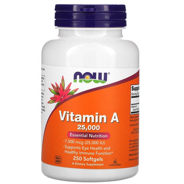 NOW Foods, Vitamin A, 25,000 IU, 250 Softgels 1 NOW Foods, Vitamin A, 25,000 IU, 250 Softgels
