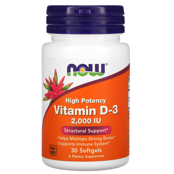 NOW Foods, Vitamin D-3, 50 mcg (2,000 IU), 30 Softgels 1 NOW Foods, Vitamin D-3, 50 mcg (2,000 IU), 30 Softgels