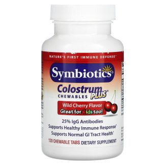 Symbiotics, Colostrum Plus, Wild Cherry Flavor, 120 Chewable Tabs