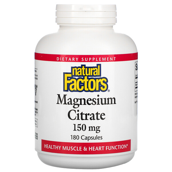 Natural Factors, Magnesium Citrate, 150 mg, 180 Capsules 1 Natural Factors, Magnesium Citrate, 150 mg, 180 Capsules