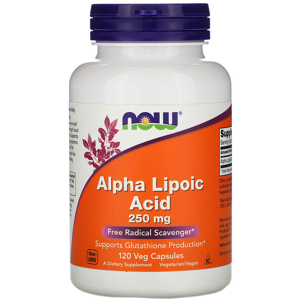 NOW Foods, Alpha Lipoic Acid, 250 mg, 120 Veg Capsules 1 NOW Foods, Alpha Lipoic Acid, 250 mg, 120 Veg Capsules