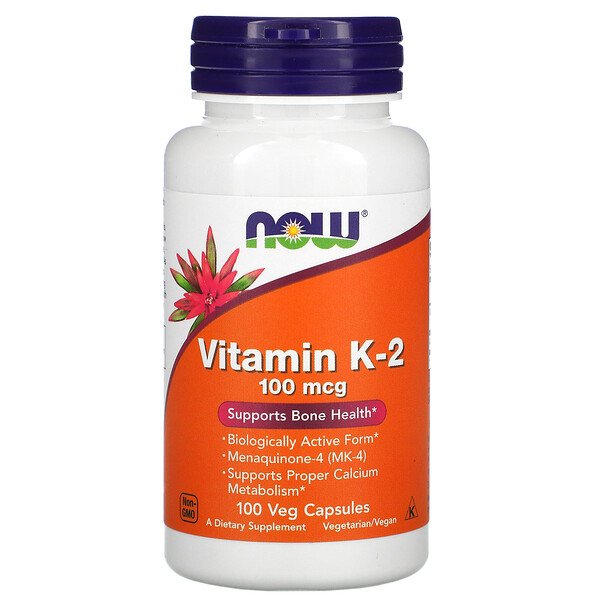 NOW Foods, Vitamin K-2, 100 mcg, 100 Veg Capsules 1 NOW Foods, Vitamin K-2, 100 mcg, 100 Veg Capsules