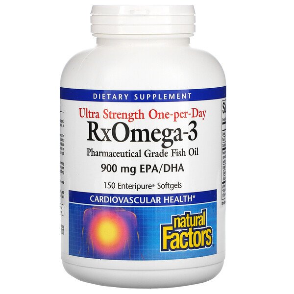 Natural Factors, Ultra Strength One Per Day RxOmega-3, 900 mg EPA/DHA, 150 Enteripure Softgels 1 Natural Factors, Ultra Strength One Per Day RxOmega-3, 900 mg EPA/DHA, 150 Enteripure Softgels