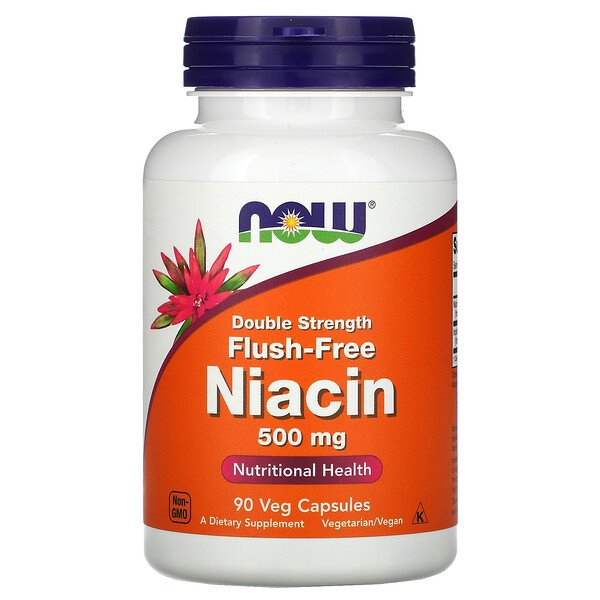NOW Foods, Flush-Free Niacin, Double Strength, 500 mg, 90 Veg Capsules 1 NOW Foods, Flush-Free Niacin, Double Strength, 500 mg, 90 Veg Capsules