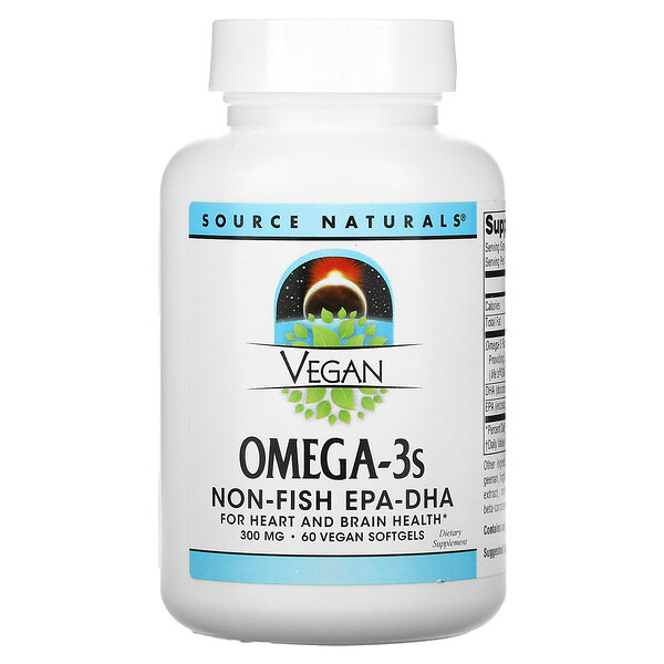 Source Naturals, Vegan Omega-3S, Non-Fish EPA-DHA, 300 mg, 60 Vegan Softgels 1 Source Naturals, Vegan Omega-3S, Non-Fish EPA-DHA, 300 mg, 60 Vegan Softgels