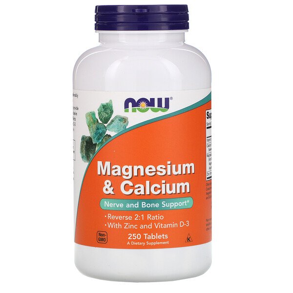 NOW Foods, Magnesium & Calcium, 250 Tablets 1 NOW Foods, Magnesium & Calcium, 250 Tablets