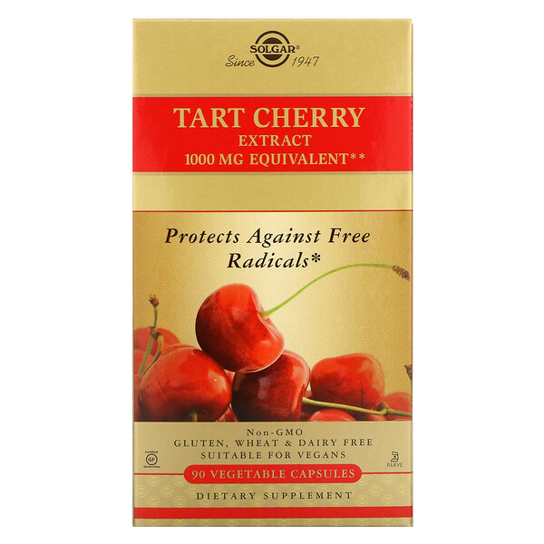 Solgar, Tart Cherry Extract, 1,000 mg, 90 Vegetable Capsules 1 Solgar, Tart Cherry Extract, 1,000 mg, 90 Vegetable Capsules