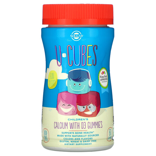 Solgar, U-Cubes, Children's Calcium With D3, Pink Lemonade, Blueberry, Strawberry, 60 Gummies 1 Solgar, U-Cubes, Children's Calcium With D3, Pink Lemonade, Blueberry, Strawberry, 60 Gummies