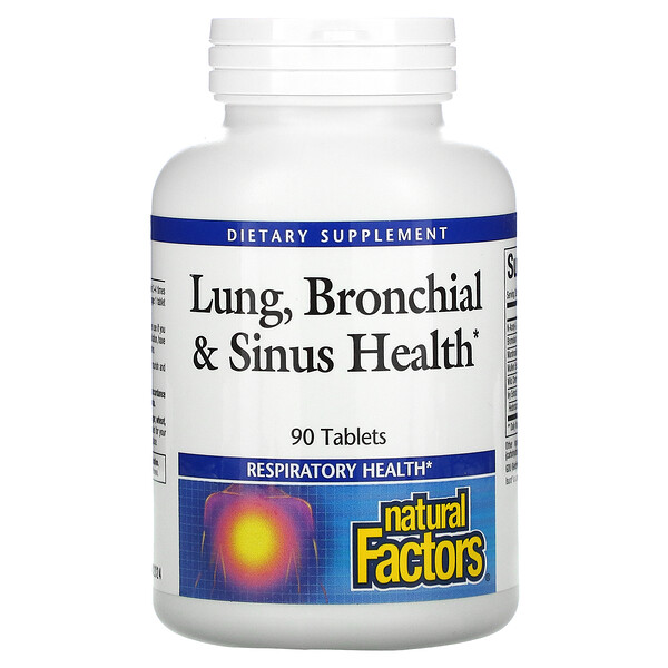 Natural Factors, Lung, Bronchial & Sinus Health, 90 Tablets 1 Natural Factors, Lung, Bronchial & Sinus Health, 90 Tablets