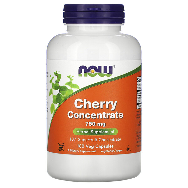 NOW Foods, Cherry Concentrate, 750 mg, 180 Veg Capsules 1 NOW Foods, Cherry Concentrate, 750 mg, 180 Veg Capsules