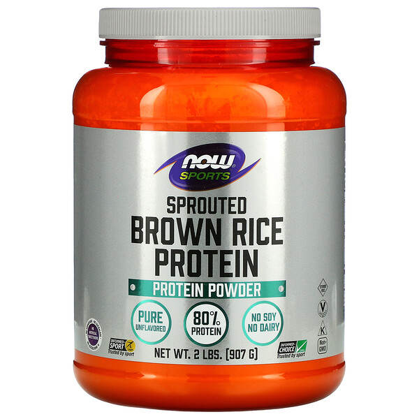 NOW Foods, Sports, Sprouted Brown Rice Protein Powder, Pure Unflavored, 2 lbs (907 g) 1 NOW Foods, Sports, Sprouted Brown Rice Protein Powder, Pure Unflavored, 2 lbs (907 g)