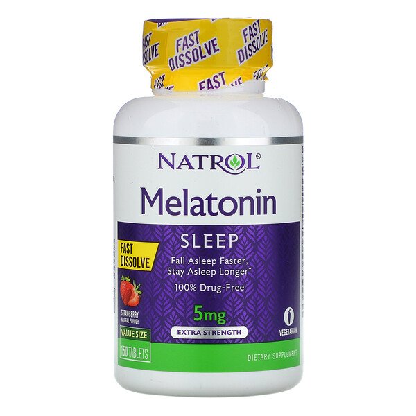 Natrol, Melatonin, Fast Dissolve, Extra Strength, Strawberry, 5 mg, 150 Tablets 1 Natrol, Melatonin, Fast Dissolve, Extra Strength, Strawberry, 5 mg, 150 Tablets