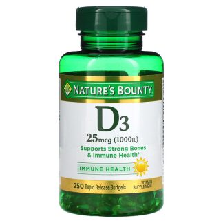 Nature's Bounty, D3, 25 mcg (1000 IU), 250 Rapid Release Softgels