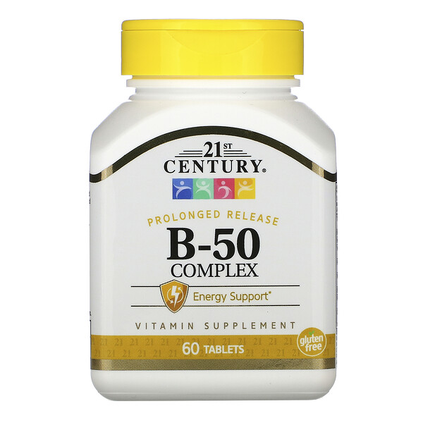 21st Century, B-50 Complex, Prolonged Release, 60 Tablets 1 21st Century, B-50 Complex, Prolonged Release, 60 Tablets