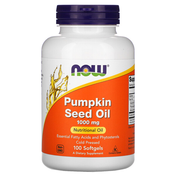 NOW Foods, Pumpkin Seed Oil, 1000 mg, 100 Softgels 1 NOW Foods, Pumpkin Seed Oil, 1000 mg, 100 Softgels