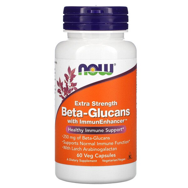 NOW Foods, Beta-Glucans, with ImmunEnhancer, Extra Strength, 250 mg, 60 Veg Capsules 1 NOW Foods, Beta-Glucans, with ImmunEnhancer, Extra Strength, 250 mg, 60 Veg Capsules