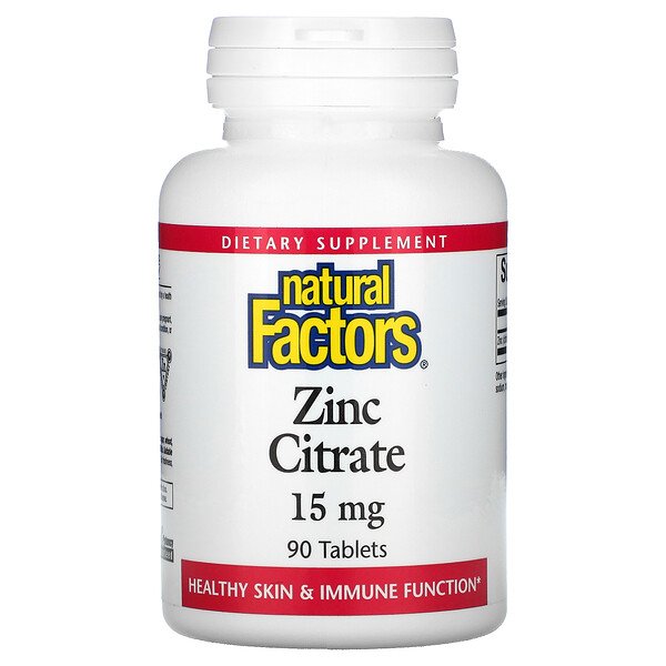 Natural Factors, Zinc Citrate, 15 mg, 90 TabletsSingapore
