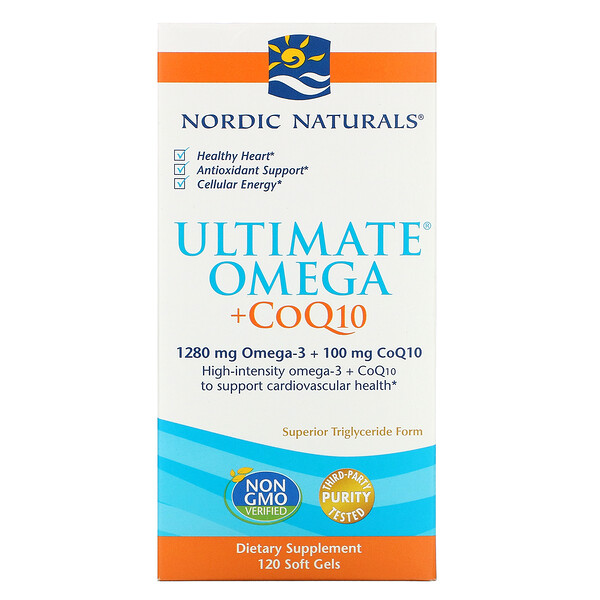 Nordic Naturals, Ultimate Omega + CoQ10, 640 mg, 120 Soft Gels 1 Nordic Naturals, Ultimate Omega + CoQ10, 640 mg, 120 Soft Gels