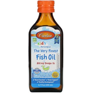 Carlson Labs, Kid's Norwegian, The Very Finest Fish Oil, Natural Orange Flavor, 800 mg, 6.7 fl oz (200 ml)