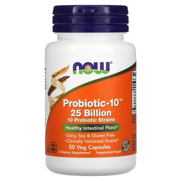 NOW Foods, Probiotic-10, 25 Billion, 50 Veg Capsules 1 NOW Foods, Probiotic-10, 25 Billion, 50 Veg Capsules