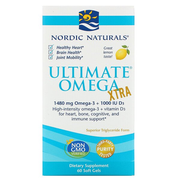 Nordic Naturals, Ultimate Omega Xtra, Lemon, 740 mg, 60 Soft Gels 1 Nordic Naturals, Ultimate Omega Xtra, Lemon, 740 mg, 60 Soft Gels
