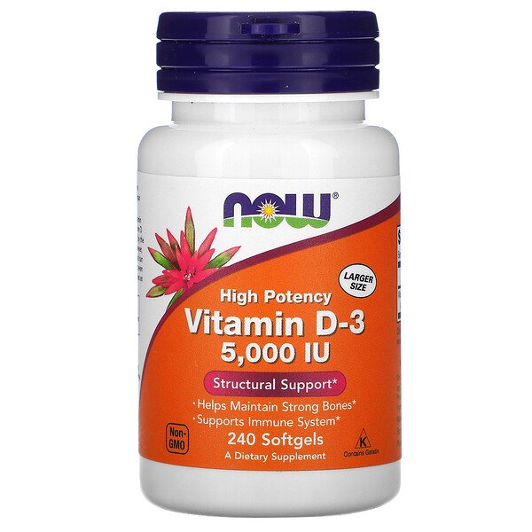 NOW Foods, Vitamin D-3, 125 mcg (5,000 IU), 240 Softgels 1 NOW Foods, Vitamin D-3, 125 mcg (5,000 IU), 240 Softgels