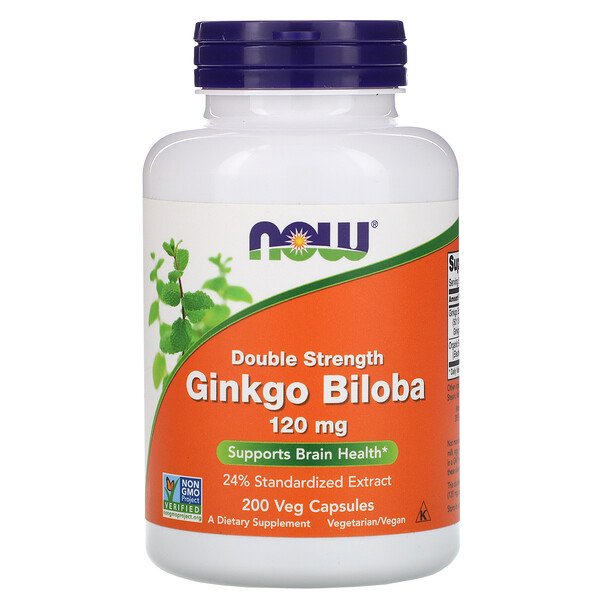 NOW Foods, Ginkgo Biloba, Double Strength, 120 mg, 200 Veg Capsules 1 NOW Foods, Ginkgo Biloba, Double Strength, 120 mg, 200 Veg Capsules