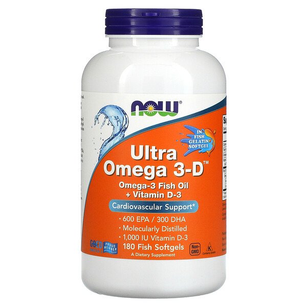 NOW Foods, Ultra Omega 3-D, 600 EPA / 300 DHA, 180 Fish Softgels 1 NOW Foods, Ultra Omega 3-D, 600 EPA / 300 DHA, 180 Fish Softgels