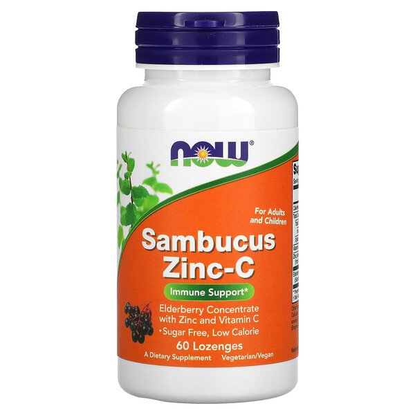 NOW Foods, Sambucus Zinc-C, 60 Lozenges 1 NOW Foods, Sambucus Zinc-C, 60 Lozenges