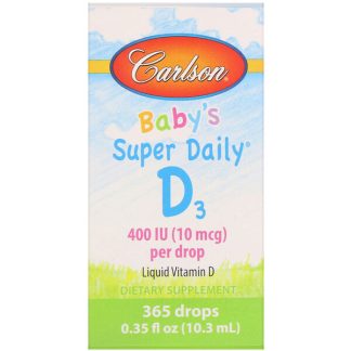Carlson Labs, Baby's Super Daily D3, 10 mcg (400 IU), 0.35 fl oz (10.3 ml)