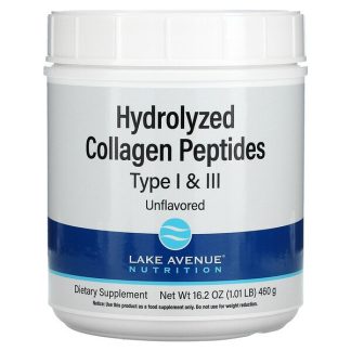 Lake Avenue Nutrition, Hydrolyzed Collagen Peptides, Type I & III, 1.01 lb (460 g)