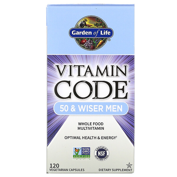 Garden of Life, Vitamin Code, 50 & Wiser Men, Whole Food Multivitamin, 120 Vegetarian Capsules 1 Garden of Life, Vitamin Code, 50 & Wiser Men, Whole Food Multivitamin, 120 Vegetarian Capsules