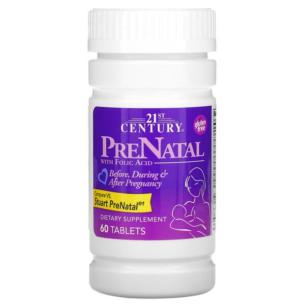 21st Century, PreNatal with Folic Acid, 60 Tablets 1 21st Century, PreNatal with Folic Acid, 60 Tablets
