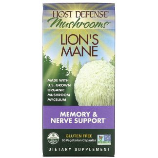 Fungi Perfecti, Host Defense Lion's Mane, Memory & Nerve Support, 60 Vegetarian Capsules