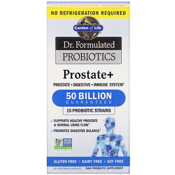 Garden of Life, Dr Garden of Life, Dr. Formulated Probiotics, Prostate+, 60 Vegetarian Capsules