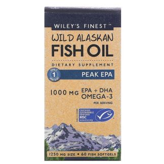 Wiley's Finest, Wild Alaskan Fish Oil, Peak EPA, 1,000 mg, 60 Fish Softgels