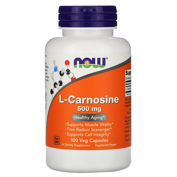 NOW Foods, L-Carnosine, 500 mg, 100 Veg Capsules 1 NOW Foods, L-Carnosine, 500 mg, 100 Veg Capsules