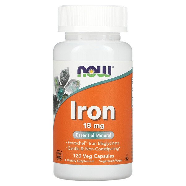 NOW Foods, Iron, 18 mg, 120 Veg Capsules 1 NOW Foods, Iron, 18 mg, 120 Veg Capsules