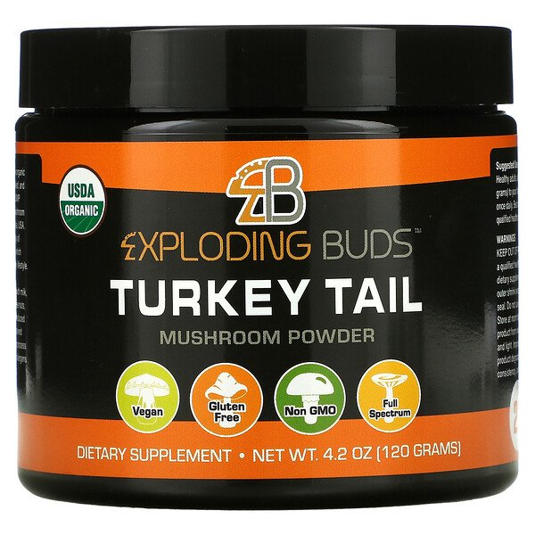 Exploding Buds, Turkey Tail, Certified Organic Mushroom Powder, 4 Exploding Buds, Turkey Tail, Certified Organic Mushroom Powder, 4.2 oz (120 g)