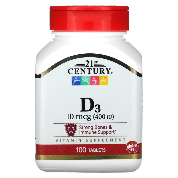 21st Century, Vitamin D3, 10 mcg (400 IU), 100 Tablets 1 21st Century, Vitamin D3, 10 mcg (400 IU), 100 Tablets