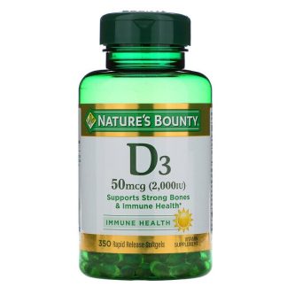 Nature's Bounty, D3, 50 mcg (2,000 IU), 350 Softgels