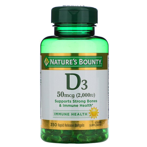 Nature's Bounty, D3, 50 mcg (2,000 IU), 350 Softgels 1 Nature's Bounty, D3, 50 mcg (2,000 IU), 350 Softgels