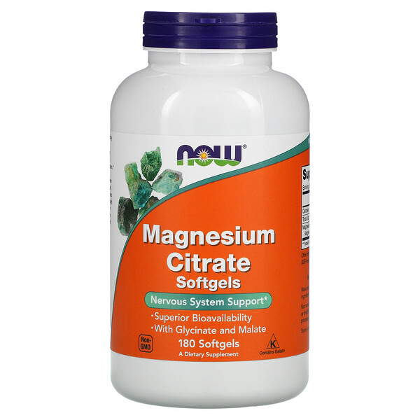 NOW Foods, Magnesium Citrate, 180 Softgels 1 NOW Foods, Magnesium Citrate, 180 Softgels