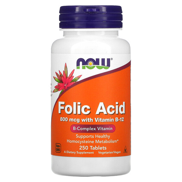 NOW Foods, Folic Acid, 800 mcg, 250 Tablets 1 NOW Foods, Folic Acid, 800 mcg, 250 Tablets